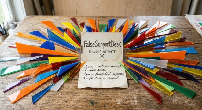 False Support Desk Phishing Attempt Warning on Colorful Abstract Background