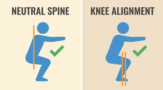 Proper Squat Form Neutral Spine Knee Alignment