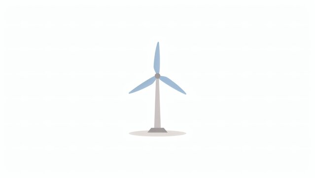 Clean flat vector illustration of a single wind turbine for renewable energy power generation