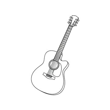 Outline illustration of a six-string acoustic guitar.