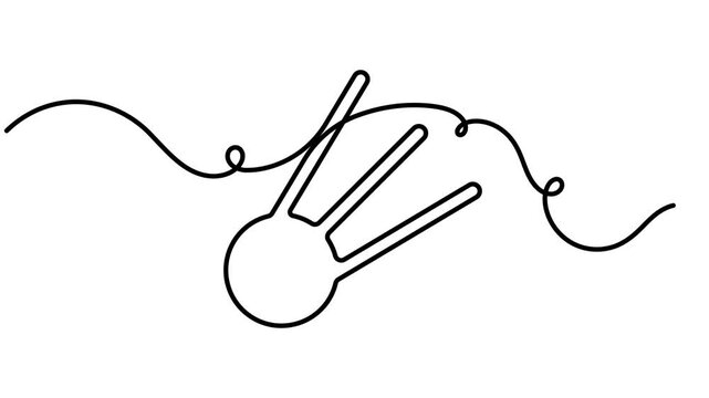 Continuous one line animating a Comet celestial symbol shooting star icon sign minimalist single art sci-fi video intros and space educational science clips motion graphic moving on white background