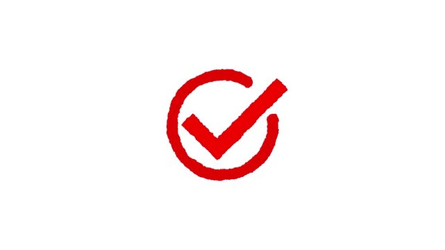 Hand drawn check mark on white background, checkmark animation symbol, yes approve choice, approved tick mark, verified symbol, yes icon, check mark flat style