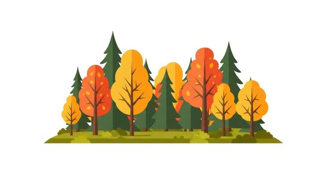 Autumn forest landscape with colorful trees.
