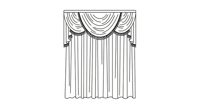 Curtain with swag valance window treatment.