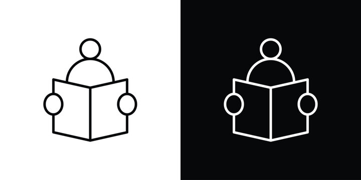 Book open reader icon outline symbol pack