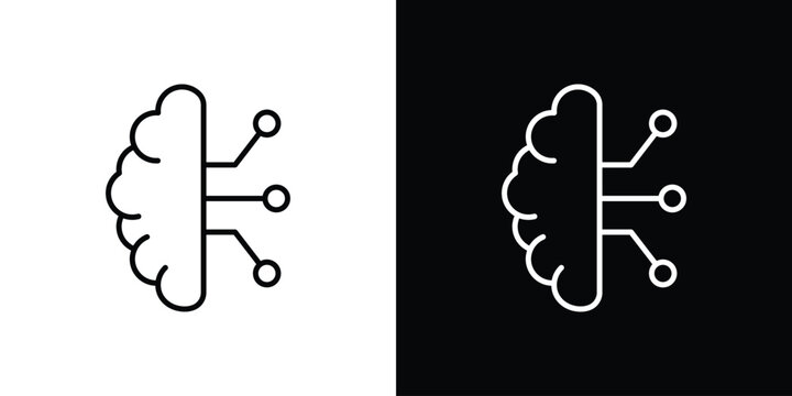 Brain circuit icon outline symbol pack
