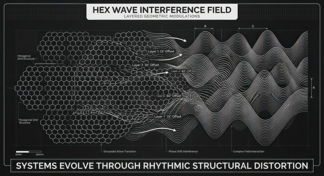 Hexagonal Wave Interference Field with Layered Geometric Modulations