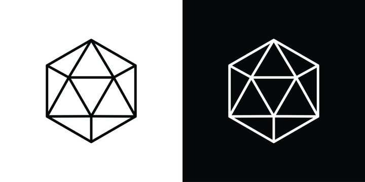 Dice d20 icon outline symbol pack
