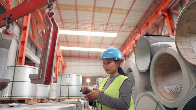 Warehouse staff or quality assurance inspectors carefully examine finished products, verifying quantity, quality, packaging, and documentation while production workers inspect raw materials, ensuring 