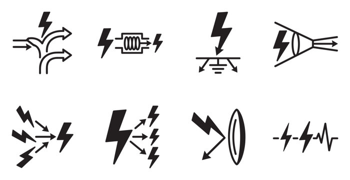 Lightning bolt icons representing energy transfer collision and redirection.