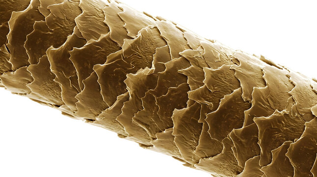 Close-up of Human Hair Cuticle Under Microscope