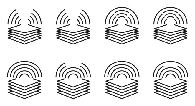 Stack of layers with radiating signals symbol vector.