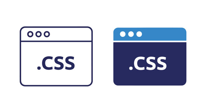 Css stylesheet code file vector icon set: Blue icon set - Modern style icon - Glyph and solid icon set - Icon vector