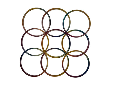 Interlocking geometric circles abstract design isolated on transparent background