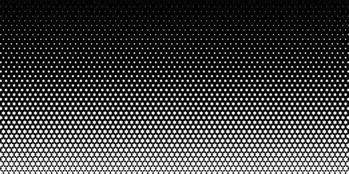 Black and White Star Gradient Halftone Texture minimalist hexagram good Seamless in one direction