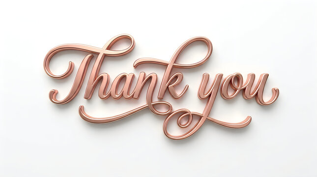 Rose gold thank you 3D text calligraphy with metallic texture metallic calligraphy typography greeting