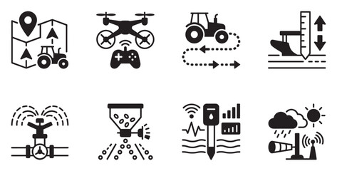 Fototapeta premium Smart farming technology drone and tractor for precision agriculture data collection.