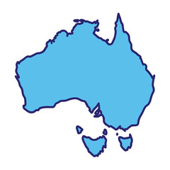 Australia map silhouette in light blue color with dark blue outline for travel design © MSTSAJEDA