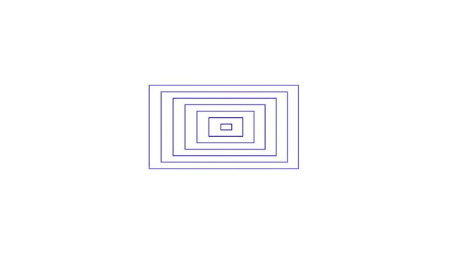 Deep Blue Concentric Rectangles Centered on a White Background abstract border