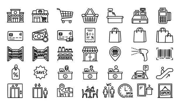 Hand Gesture Outline Icon Set Vector Collection