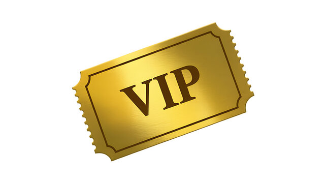Golden V I P Ticket with Torn Edges isolated on a transparent background VIP ticket golden ticket de