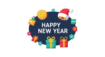 Naklejka premium Happy New Year Celebration Gifts.