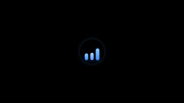 Abstract Blue Financial Growth Statistics Bar Graph Icon in a Dark Circle