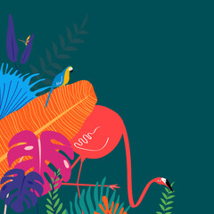Colorful summer tropical bird border, green design © Rawpixel.com