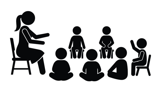 Teacher and students in a classroom setting