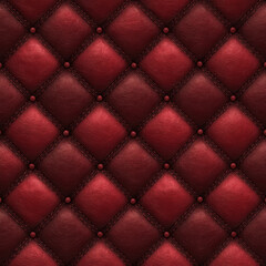 Obraz premium Dark red quilted leather pattern with stitched diamond shapes and button details creating luxurious and elegant texture surface