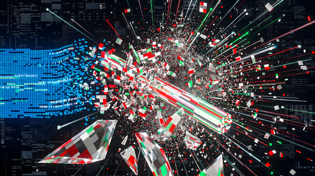 Explosive abstract data structures and digital particle fragments in cyber space