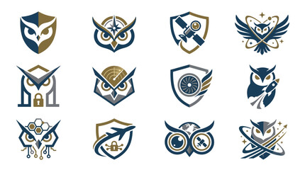 Collection of ornate heraldic shield icons with intricate designs.