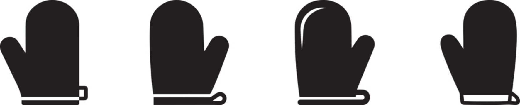 Oven Mitts Vector Icons Set Kitchen Potholder Glove Protection Silhouettes Collection