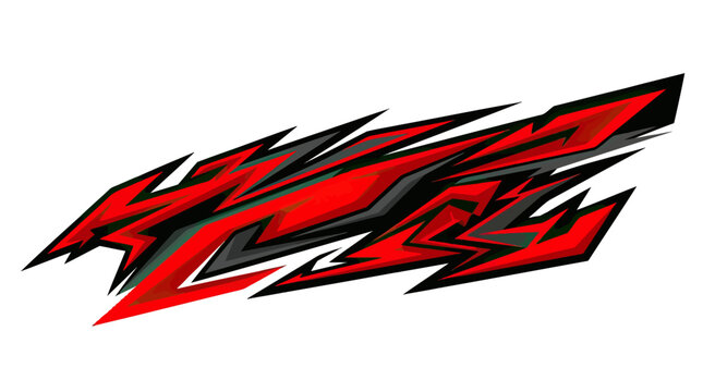 Dynamic Abstract Red and Black Gradient Geometric Vector Graphic Design for Vehicle Decals, Car Stickers, and Modern Wraps