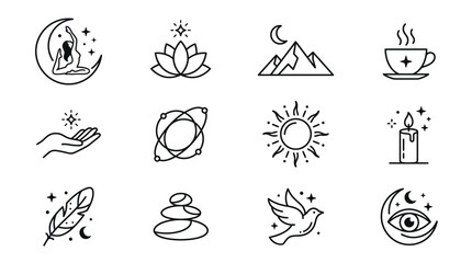 Hand drawn vector icons of various emotions and concepts. © sri mukti
