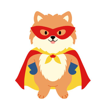 cute superdog superhero character illustration