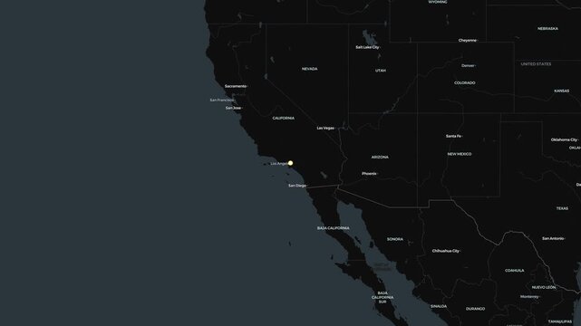 Digital flight path animation connecting los angeles to new york. 4K Video