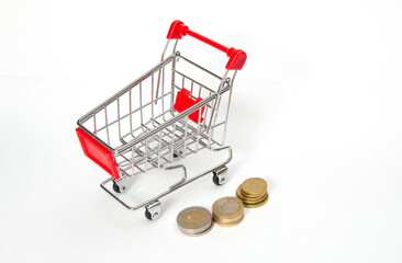 Concept image for shopping. Shopping cart on a white background. © Jne Valokuvaus