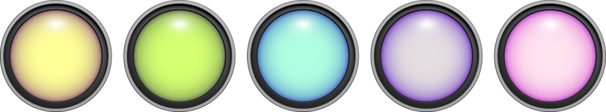 Pastel colored round button set, circular colored isolated buttons for website.