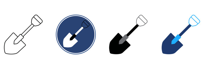 Set of four shovel icons for gardening and construction tools design Vector © Anjuman