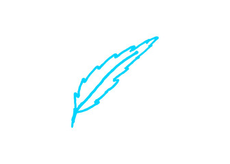 Hand-drawn blue feather sketch with illustration minimalist isolated background stylized creative artistic abstract decorative delicate © Hafiz