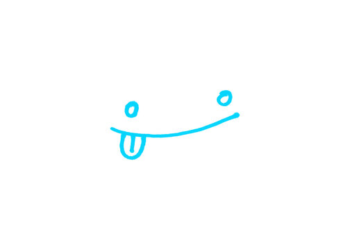 Simple line art doodle of a playful face sticking out tongue with expression character minimalist background cheerful childish whimsical creative illustration abstract positive youthful