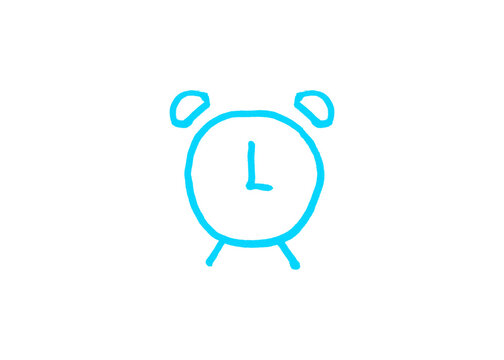 Simple hand-drawn line art sketch of a classic alarm clock with minimalist illustration creative abstract punctuality schedule deadline measurement reminder management artistic instrument