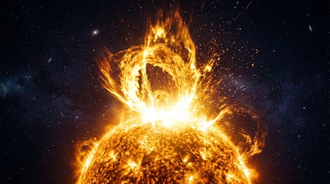 Massive Solar Flare and Coronal Mass Ejection Erupting from the Sun Surface in Deep Space