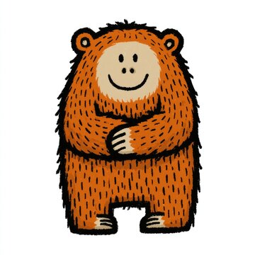 Cute orangutan doodle illustration