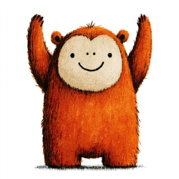 Cute orangutan doodle illustration