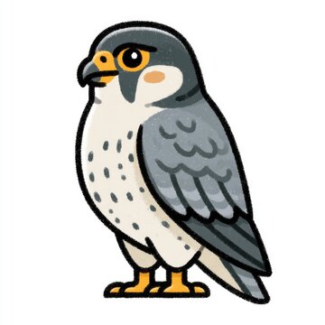 Cute peregrine falcon doodle illustration