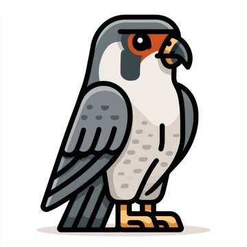 Cute peregrine falcon doodle illustration