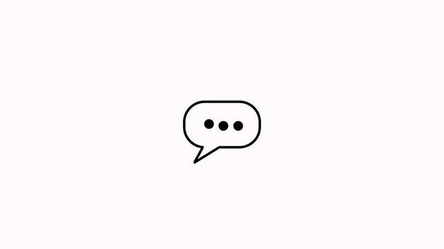 Speech bubble typing dots loop animation on white background. Typing message bubble icon animation. Typing indicator chat bubble animation with three Dots for messaging waiting or conversation symbol