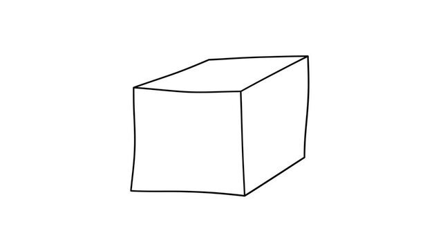 Cube animation, cube outline, doodle style, transparent background, 4K video.